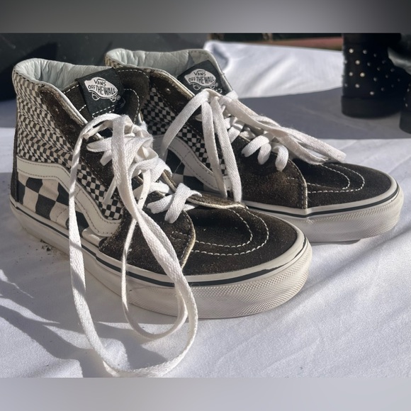 Vans | Women’s Suede Filmore Brown and White Checker Mix High Tops | Size 6 - Picture 1 of 12